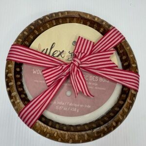 ALEX & ZOE Candles Woodland Musk 4 Wick Reusable Wooden Bowl New